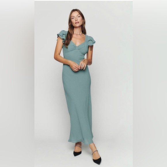 NWT Reformation Lisola Dress - Verdigris | size Large - Picture 1 of 5